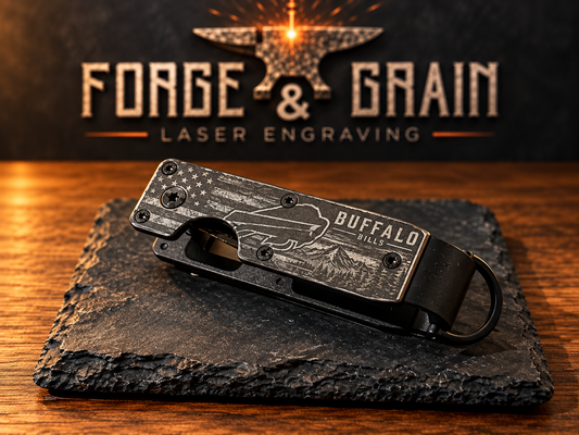 Custom engraved anodized aluminum key organizer by Forge & Grain